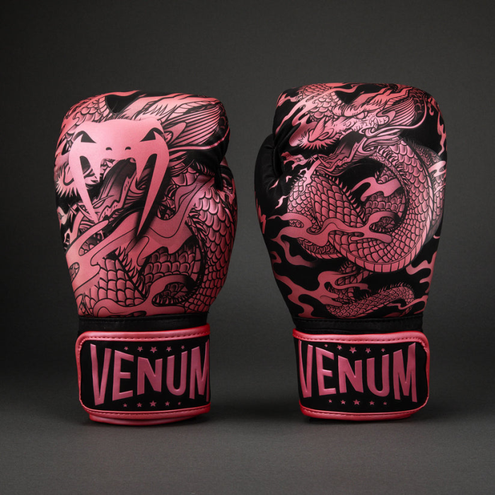 Боксови ръкавици - Venum Dragon's Flight Boxing Gloves - Black/Metallic Pink